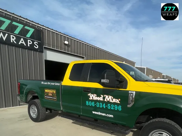 Fleet vehicle wrap for Weed Man by 777 Wraps Amarillo Texas